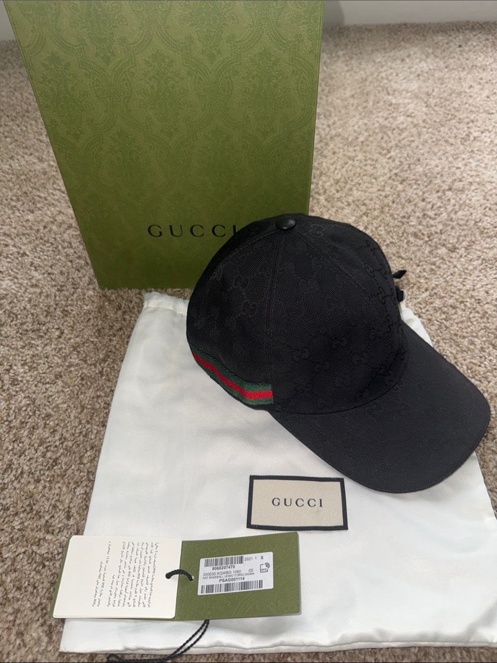 100% AUTHENTIC GUCCI CLASSIC BASEBALL CAP BLACK!! SMALL